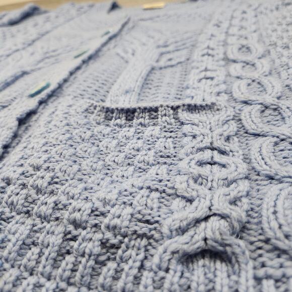 Kilronan Knitwear Womens L Large 100% Merino Wool Cableknit Cardigan Sweater - Picture 4 of 15